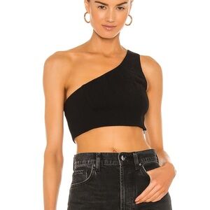 📞 KAYLA CROP TOP ONE SHOULDER BLACK NDB